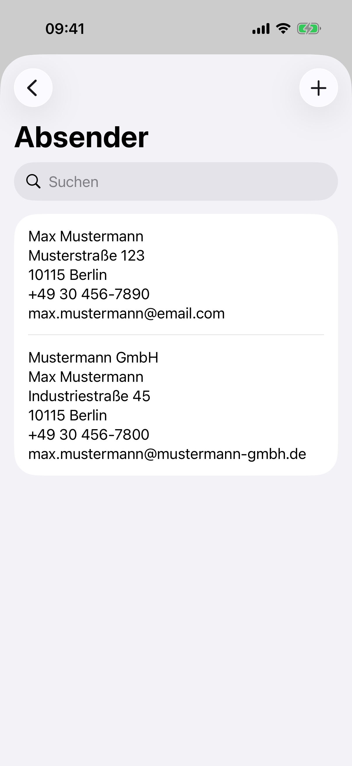 Absenderprofile verwalten